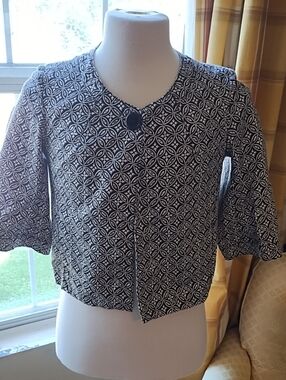 Talbots Brown and White Printed Petite Top